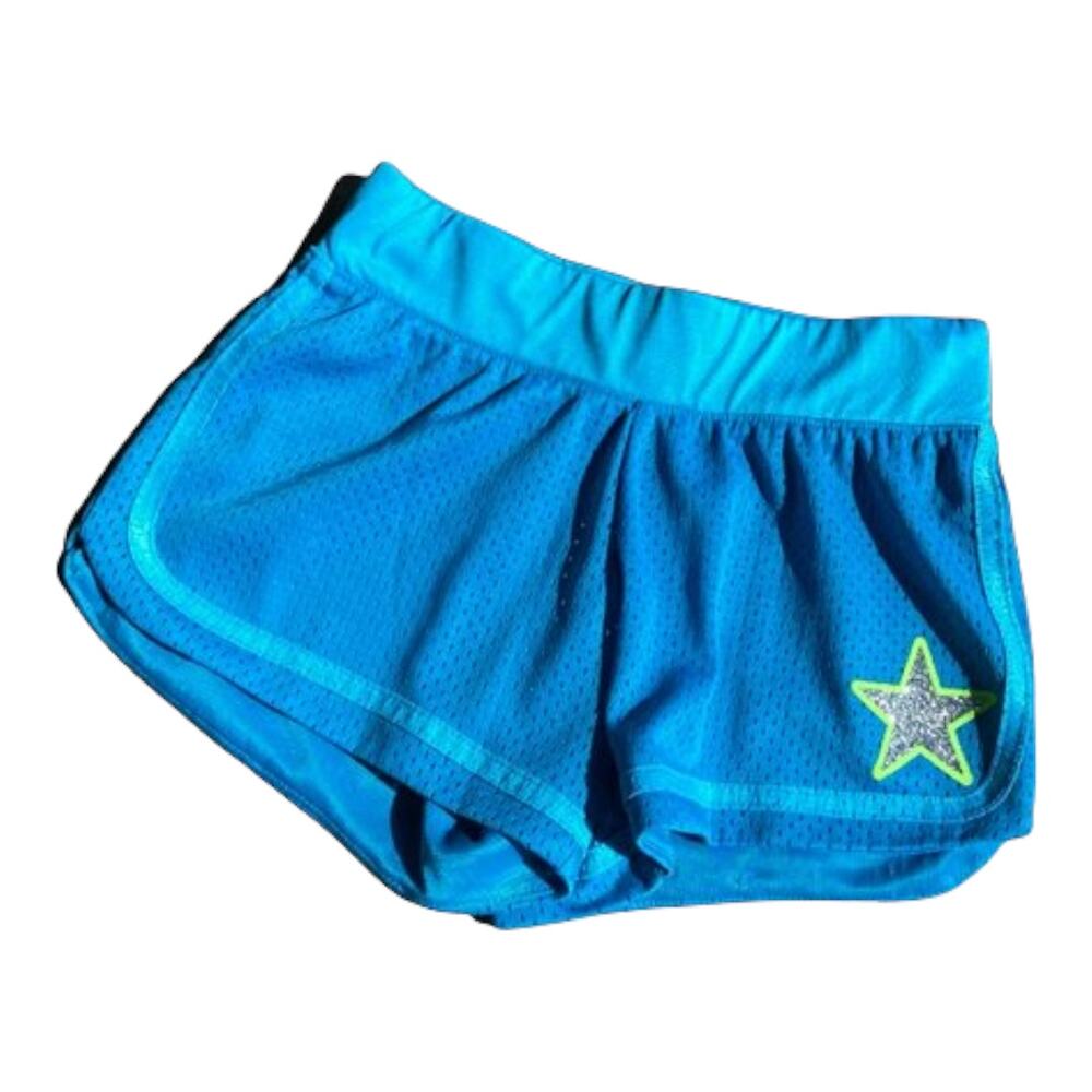 So‎ Girls Shorts Size 10 Blue Mesh Athletic Glitter Star Turquoise